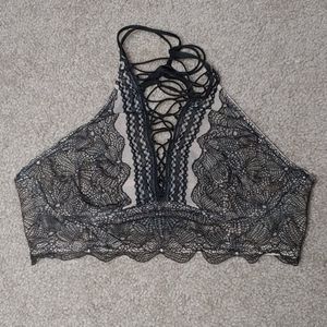 High neck lace up bralette